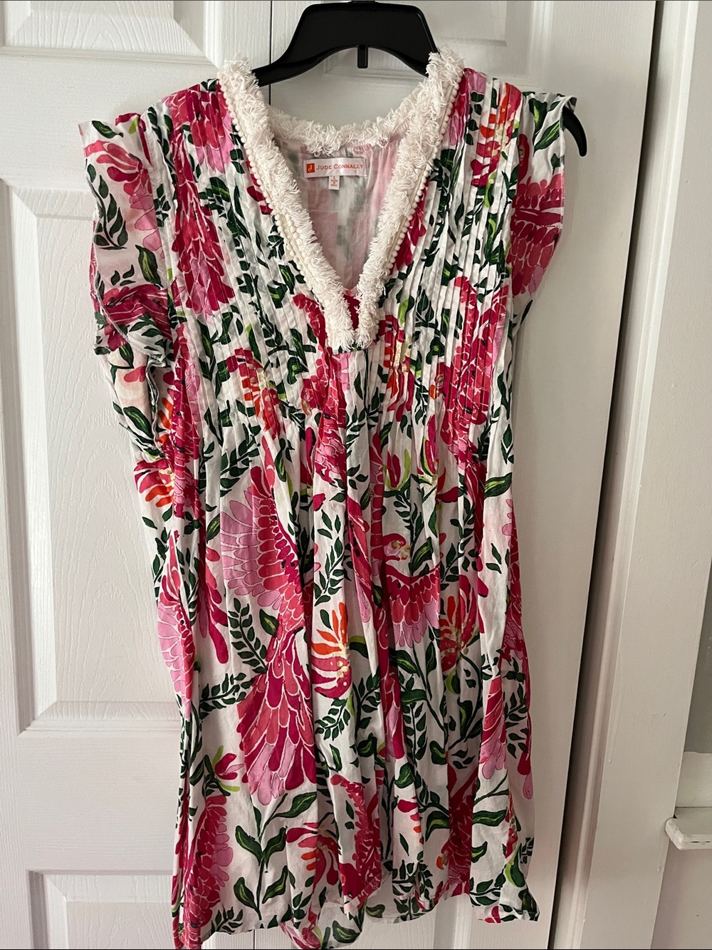 Jude Connally Pink and Green Floral V-Neck Tunic